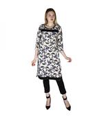 white printed rayon kurti