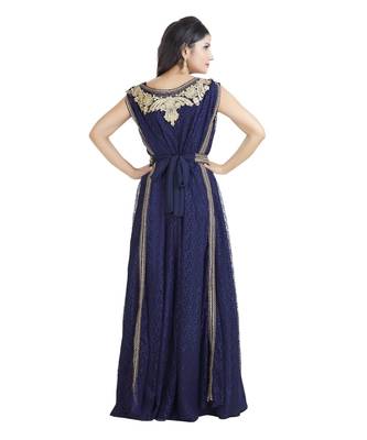Blue Georgette Embroidered Zari Work Islamic Kaftan 2