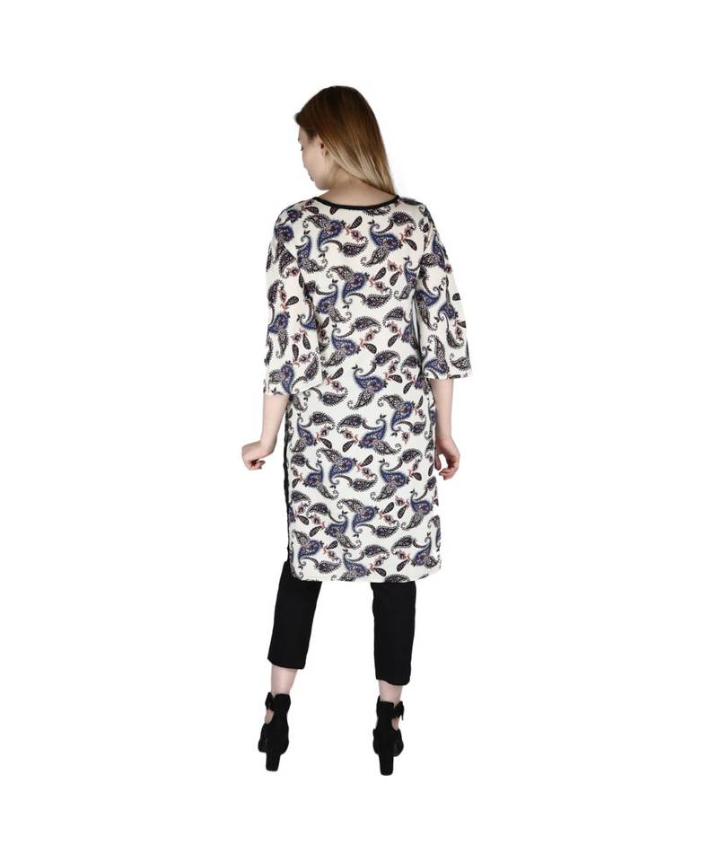 white printed rayon kurti