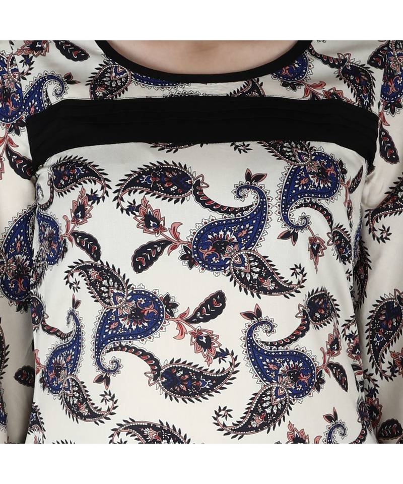 white printed rayon kurti