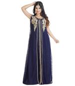 Blue Georgette Embroidered Zari Work Islamic Kaftan