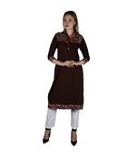brown printed rayon kurti