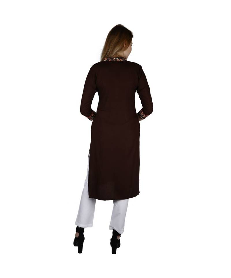 brown printed rayon kurti