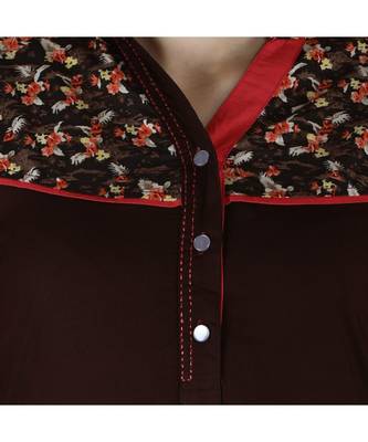 brown printed rayon kurti 5