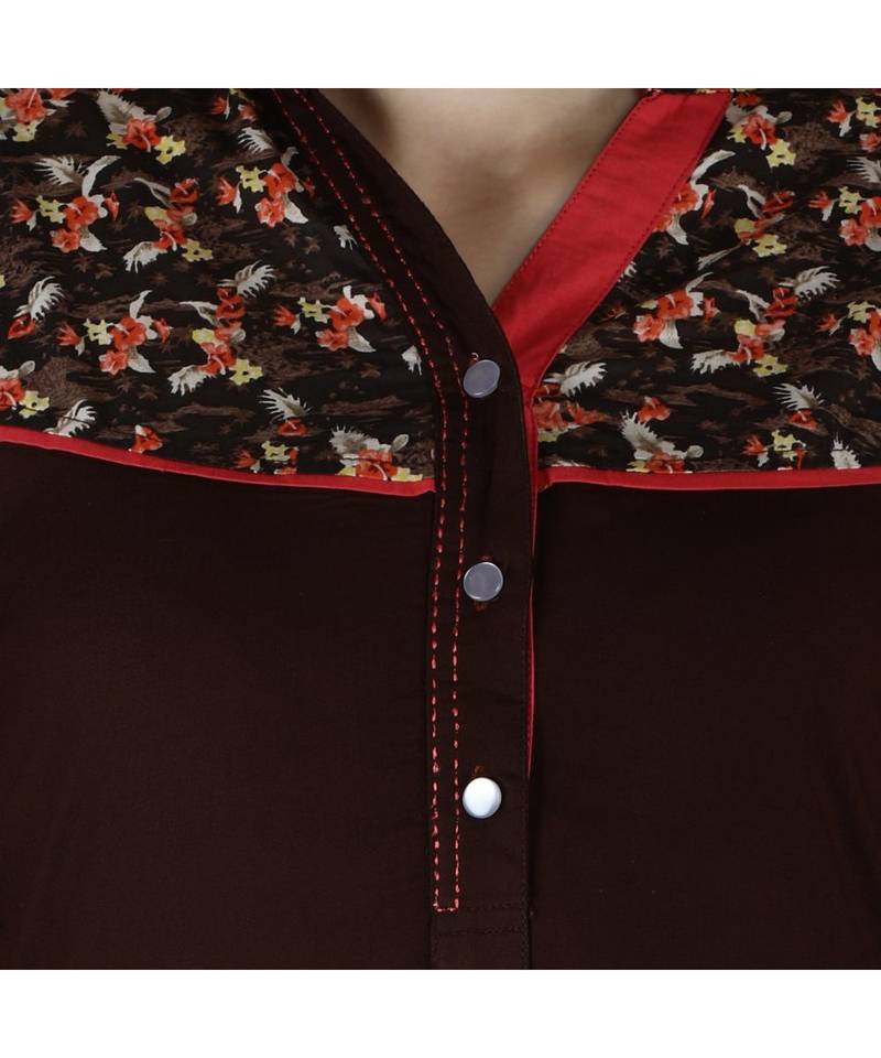 brown printed rayon kurti