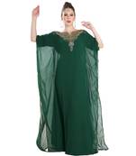 Green Georgette Embroidered Zari Work Islamic Kaftan