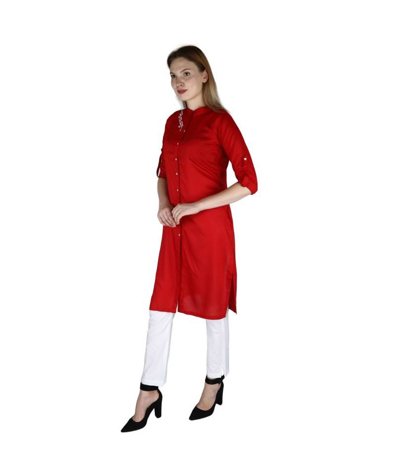 red printed rayon kurti