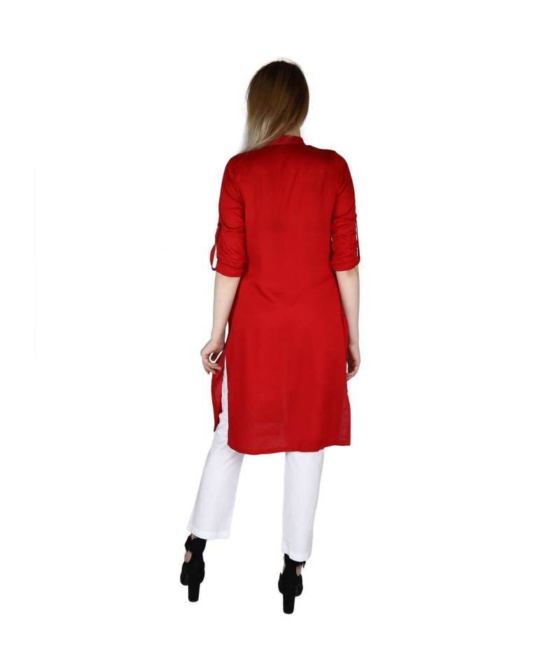 red printed rayon kurti
