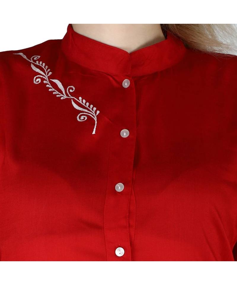 red printed rayon kurti