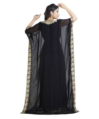 Black Georgette Embroidered Zari Work Islamic Kaftan 2