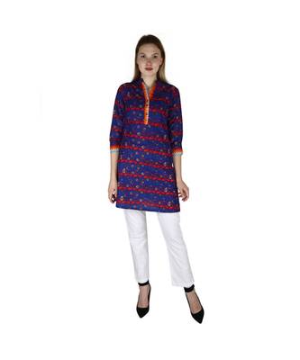 blue printed COTTON kurti 1