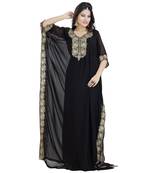 Black Georgette Embroidered Zari Work Islamic Kaftan