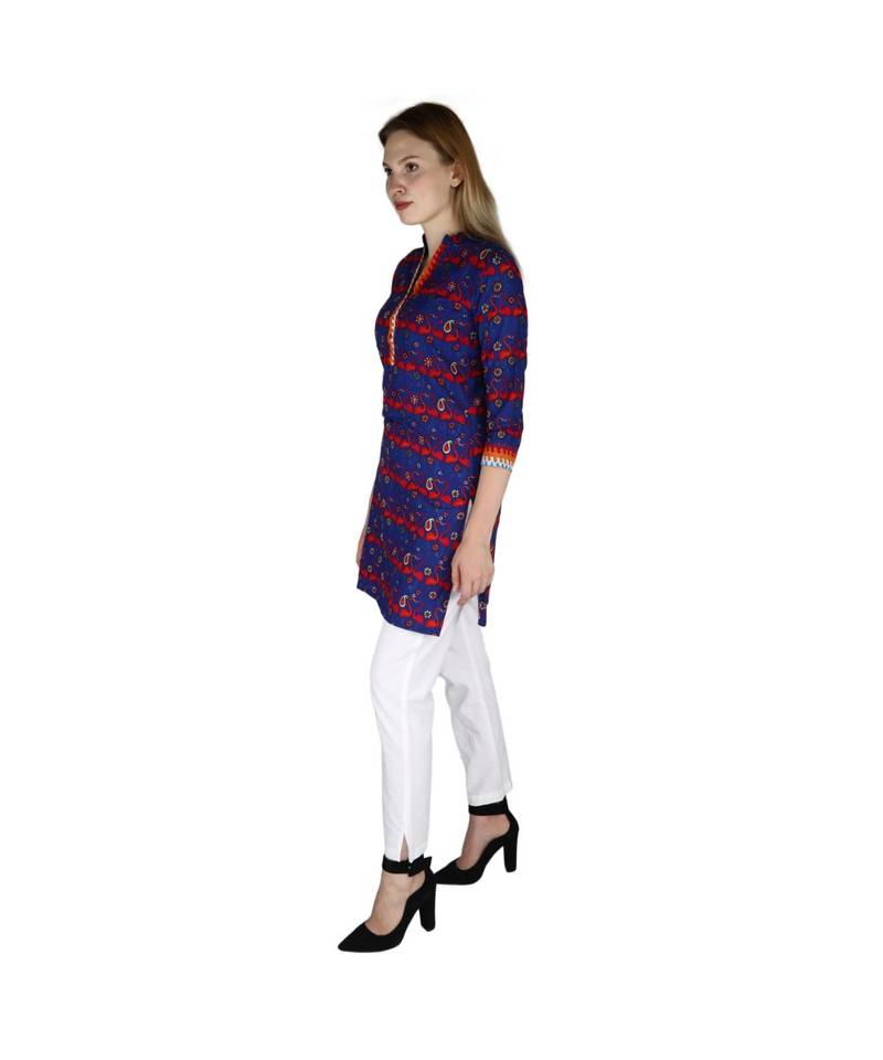 blue printed COTTON kurti