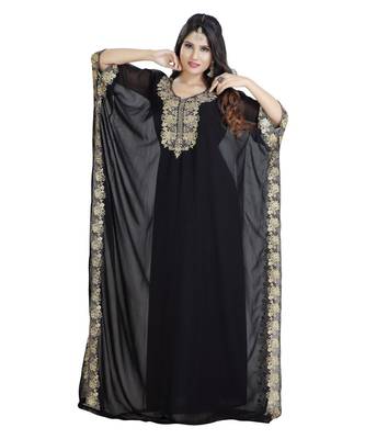 Black Georgette Embroidered Zari Work Islamic Kaftan 4
