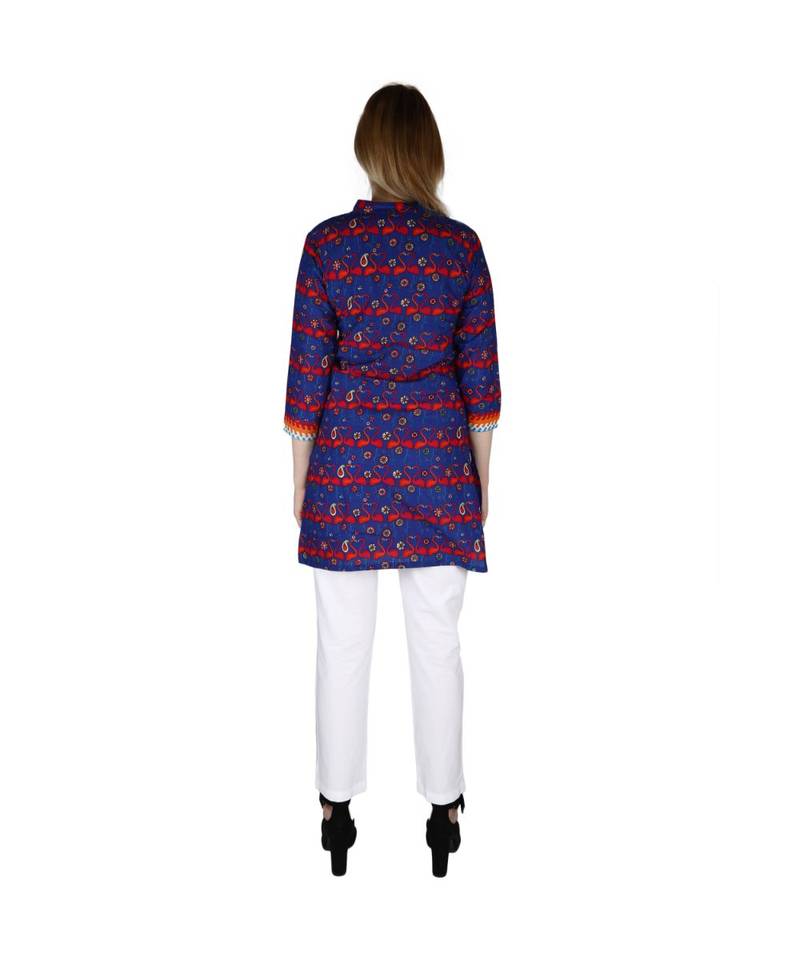 blue printed COTTON kurti