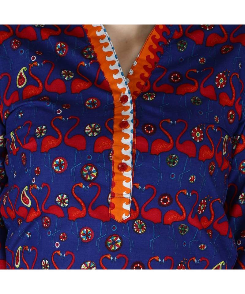 blue printed COTTON kurti