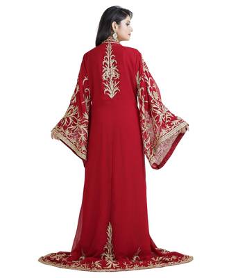 Red Georgette Embroidered Zari Work Islamic Kaftan 2