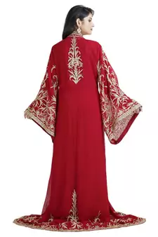 Red Georgette Embroidered Zari Work Islamic Kaftan