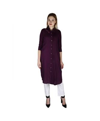 purple printed rayon kurti 1