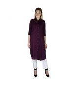 purple printed rayon kurti