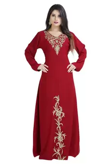 Red Georgette Embroidered Zari Work Islamic Kaftan