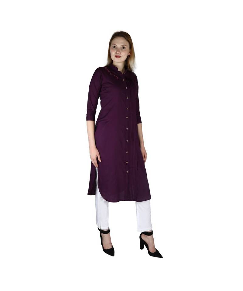 purple printed rayon kurti