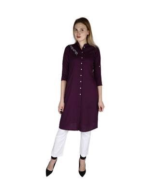 purple printed rayon kurti 1