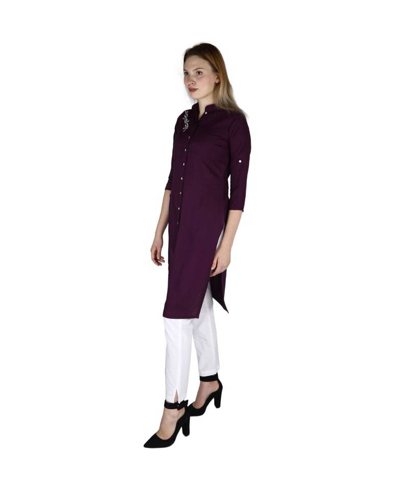 purple printed rayon kurti