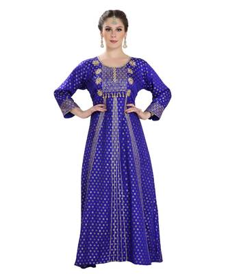 Blue Georgette Embroidered Zari Work Islamic Kaftan 1