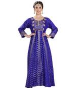 Blue Georgette Embroidered Zari Work Islamic Kaftan