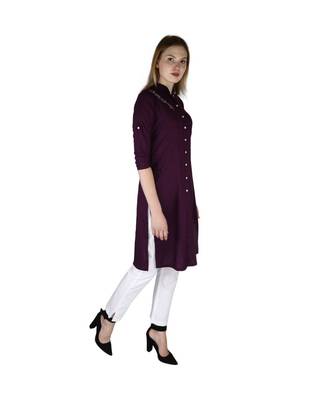 purple printed rayon kurti 3
