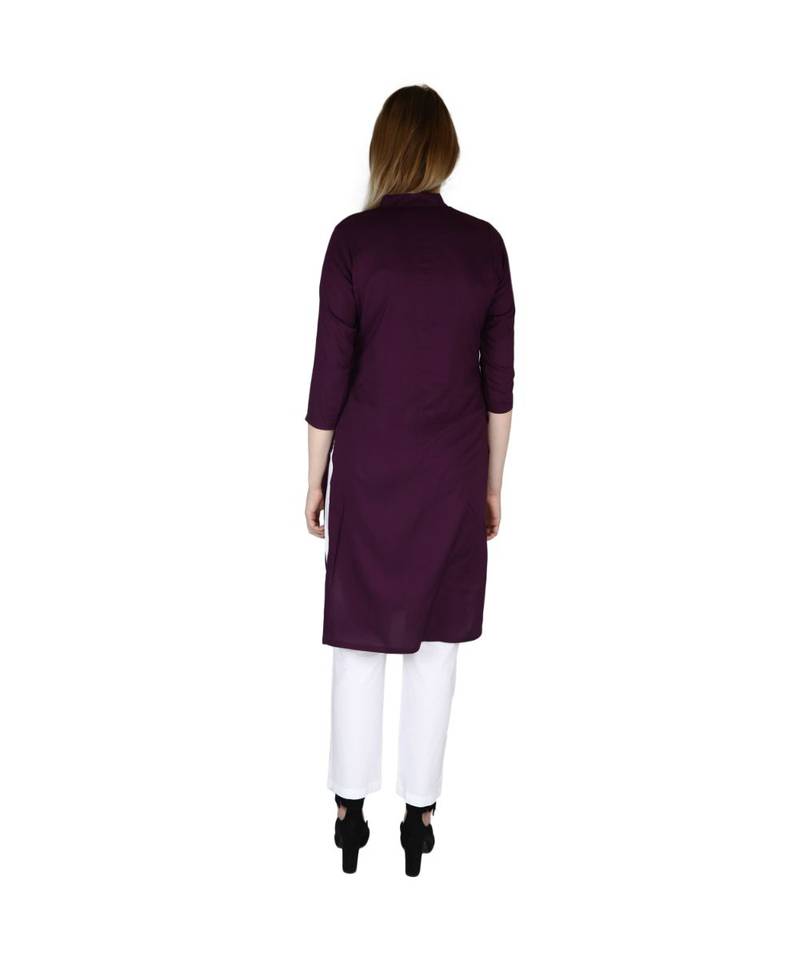 purple printed rayon kurti