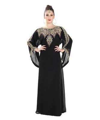 Black Georgette Embroidered Zari Work Islamic Kaftan 1