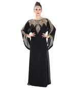 Black Georgette Embroidered Zari Work Islamic Kaftan