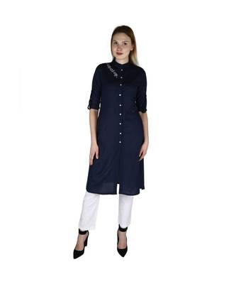 blue printed rayon kurti 1