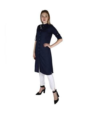 blue printed rayon kurti 2