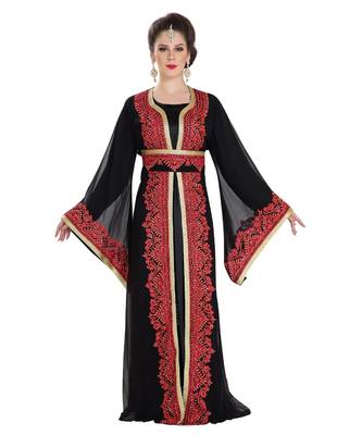 Black Georgette Embroidered Zari Work Islamic Kaftan 1