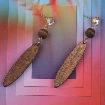 Ethnic Drop Wooden Light Weight Earrings For Girls And Women. 1