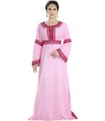 Pink Georgette Embroidered Zari Work Islamic Kaftan