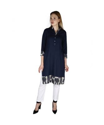blue printed rayon kurti 1