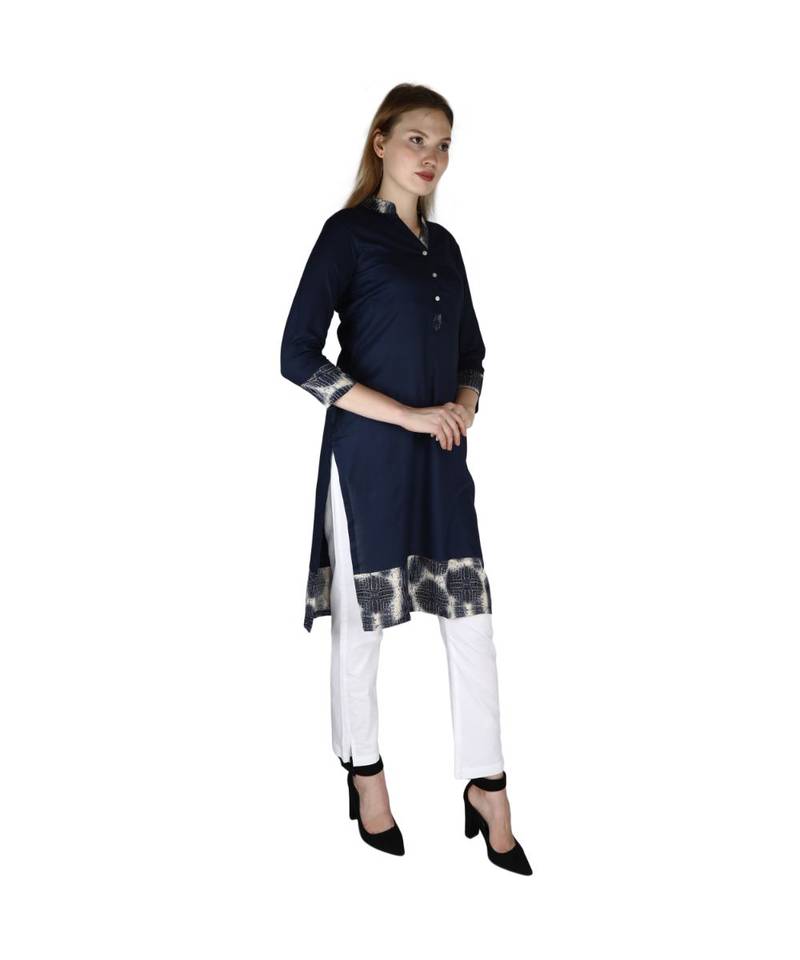 blue printed rayon kurti