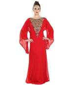 Red Georgette Embroidered Zari Work Islamic Kaftan