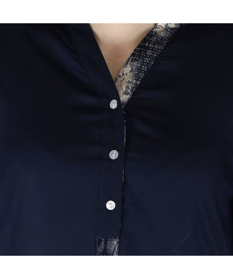 blue printed rayon kurti