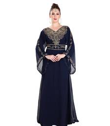 Blue Georgette Embroidered Zari Work Islamic Kaftan
