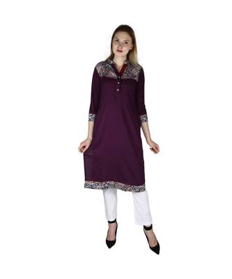 purple printed rayon kurti 1