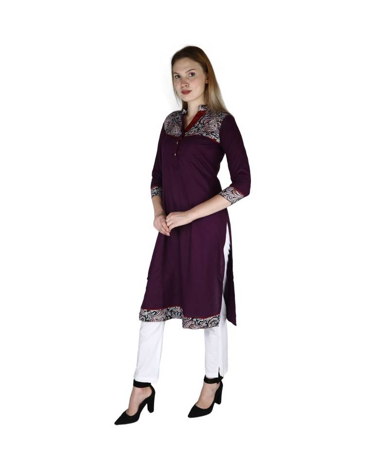 purple printed rayon kurti