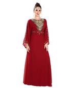 Red Georgette Embroidered Zari Work Islamic Kaftan