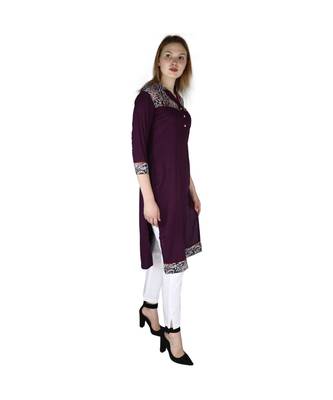 purple printed rayon kurti 3