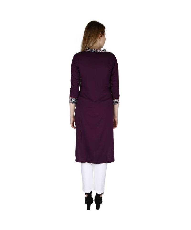 purple printed rayon kurti
