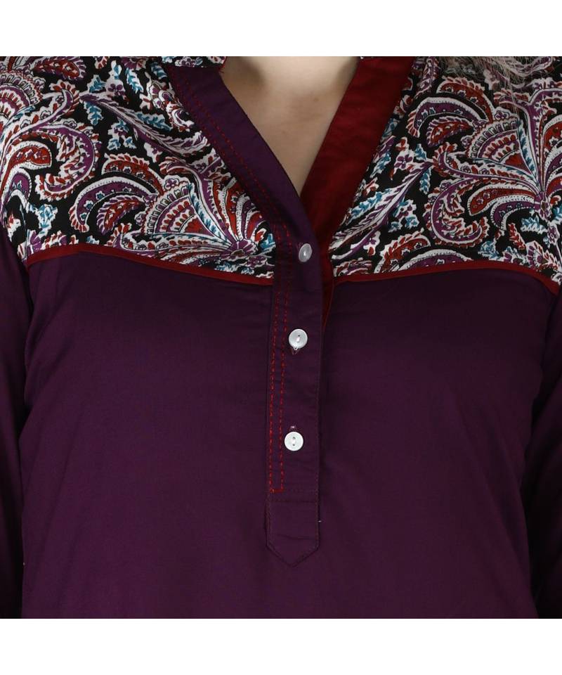 purple printed rayon kurti